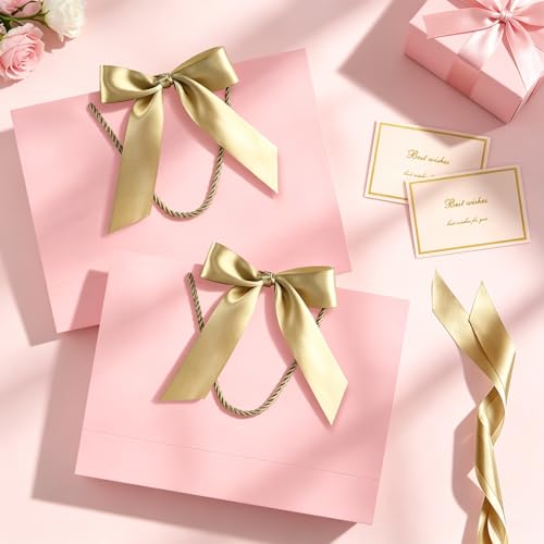 Image of JMANNI 12 Pcs Wedding Paper Gift Bags with Handle,13 inch Medium Thank You Gifts Bags with Ribbon Bow Bridal Shower Gifts for Baby Shower Graduation Holiday Birthday Party Supplies Mothers Day(pink)