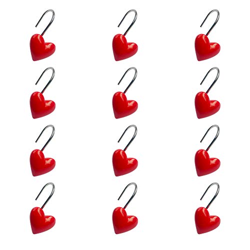 Twofishes LB-OX8Y-KV6O Valentine Gift Lovely Heart-Shaped Anti Rust Shower Curtain Hooks Decorative Resin Shower Curtain Rings Set Of 12 thumb #6