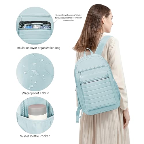 Image of KEOFID Travel Backpack for Women, Womens Work Backpacks, Anti-theft Backpack Purse, Back pack for College Girls, Carry-On Travel Backpacks,Bookbag(Light Green)