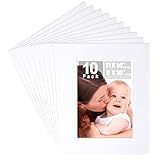 Betus 11x14 Ivory White Picture Mats, White Core Bevel Cut for 8x10 Pictures - Pack of 10