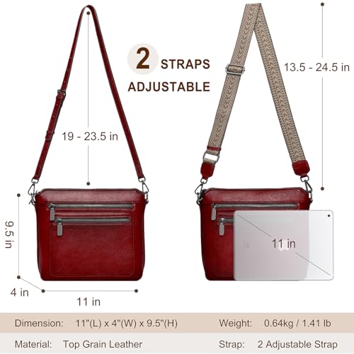 Image of COOLCY Genuine Leather Crossbody Bags for Women Purses and Handbags for Ladies with Multiple Pockets Shoulder Satchel Bag