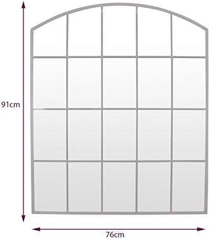 Select Mirrors Brooklyn Metal Arched Window Mirror - 76 x 91cm (Rustic Metal)