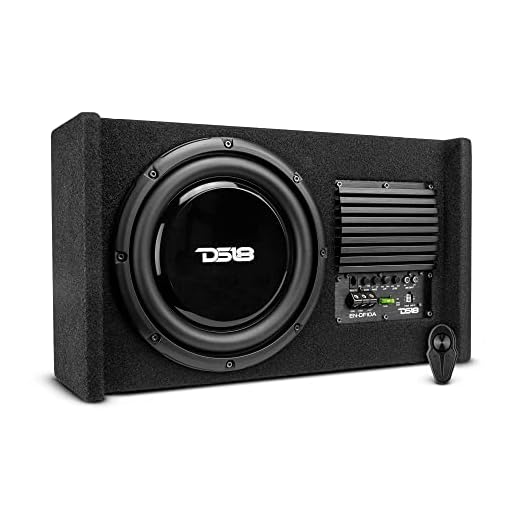 DS18 EN-DF10A 10" Amplified Thin Shallow Down-Firing Subwoofer Enclosure 500 Watts - Powered Subwoofer Box Compact Sealed Design for Car & Trucks
