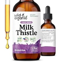 Wild & Organic Milk Thistle Extract Drops - Liver Cleanse Support - Milk Thistle Liver Detox Tincture - Liquid Silymarin Supplement - Add to Tea - Silybum Marianum Seeds - Sugar & Alcohol-Free - 2 oz