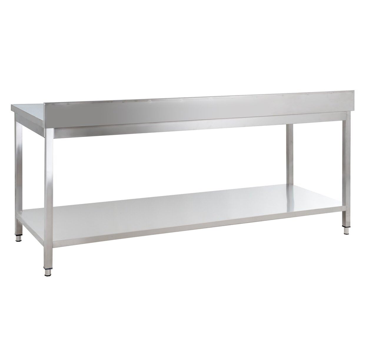 GastroHero Table de Travail Basic 20x6 en INOX avec étagère inférieure et dosseret - Auslafartikel (LS) | CHR Fournitures de la Restauration