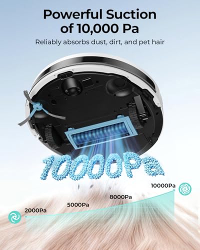 Image of Robot Vacuums,10KPa Robotic Vacuum Cleaner with Mapping,Lidar Navigation&Obstacle Avoidance,150mins Robot Vacuum with App /Alexa /Remote,Tangle-Free Pet Hair,Self-Charging (White)