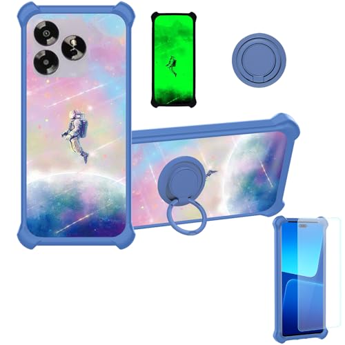 jioeuinly Case Compatible for Umidigi G7 5g Phone Case Cover [with Tempered Glass Screen Protector][Hard PC + Soft Silicone][Ring Support] [Luminous Effect] YGL-FXJ