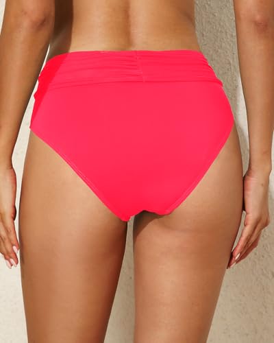 Image of Tempt Me Women Mid Rise Bikini Bottoms Full Coverage Swimsuit Ruched Scrunch Swim Bottom