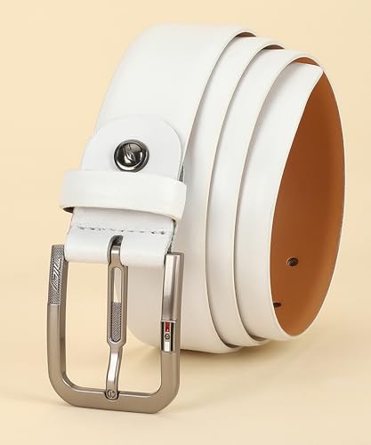 Genuine Leather Golf Belt for Men - 35mm Formal & Casual - Classic Business Dress Belt white color2