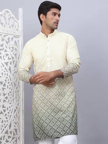 Image of Jompers Men Pure Cotton Straight Fit Ombre Kurta