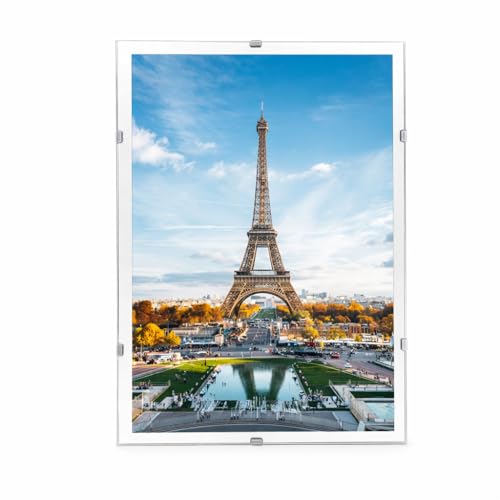 AVLL Rahmenloser Bilderrahmen Transparent Wandmontage Modern Hochformat 21 x 29 7 cm (A4)