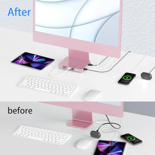 Image of 8-in-1 USB-C Hub for 24-inch iMac (2024 /2023 /2021), M.2 SSD Expansion, 10Gbps USB-A /C 3.2, 4K HDMI, SD /TF - Docking Station for iMac M1, M3, M4 (SSD Not Included)