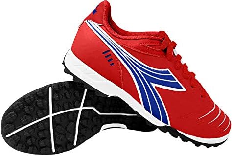 Diadora Kids Cattura TF JR Turf Soccer Shoe (3 Little Kid, Red/Royal/White)