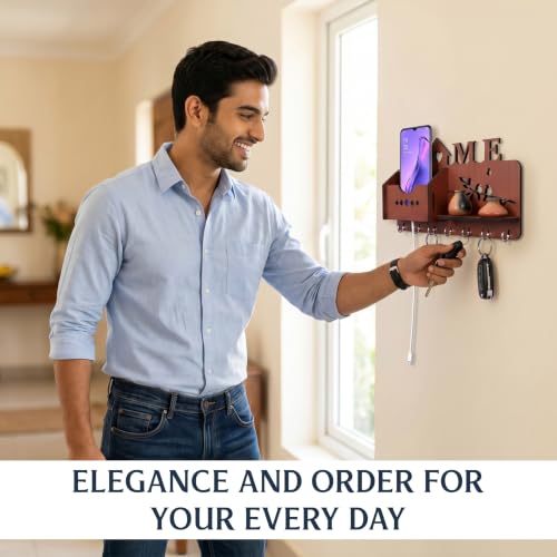 Image of Sehaz Artworks Key Holder for Home Decor Stylish Without Drill - 27x16 CM | Key Holder For Home Without Drill, Key Stand For Wall, Key Holder Wall Mount, Key Hangers For Wall, Keychain Holder For Wall