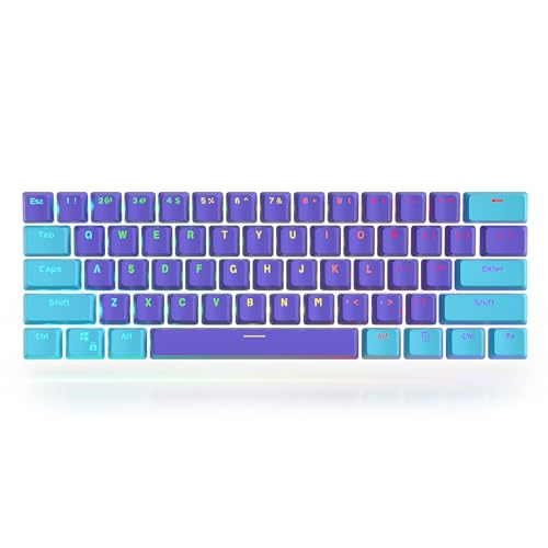 Image of WHYSP 60% Purple Keycaps for 60 Percent Keyboard, Double Shot PBT, OEM Profile, Cherry MX Switches, 61 ANSI Standard Layout, Backlit, Ergonomic, Ambidextrous, USB, Keycap Set