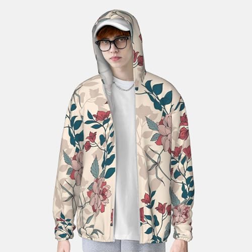 Veste à capuche légère contre le vent veste zippée à poches fleurs - 4
