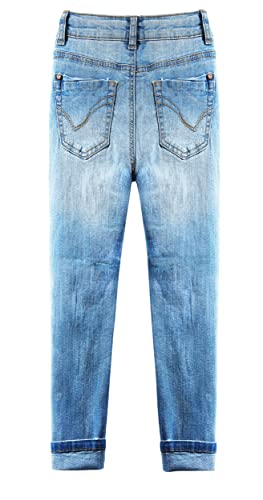 KIDSCOOL SPACE Kids Faixa elástica plissada com buracos rasgados dentro da calça jeans lavada com ág