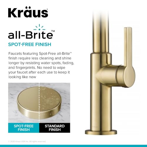 KRAUS Oletto High-Arc Single Handle Pull-Down Kitchen Faucet in Spot Free Antique Champagne Bronze, KPF-2821SFACB