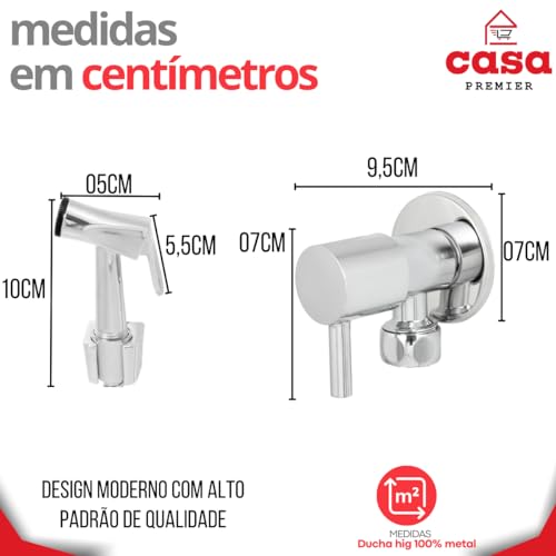 PREMINOX - Ducha Higiênica Luxo 100% Metal - Sistema 1/4 Volta Alta Durabilidade Design Moderno