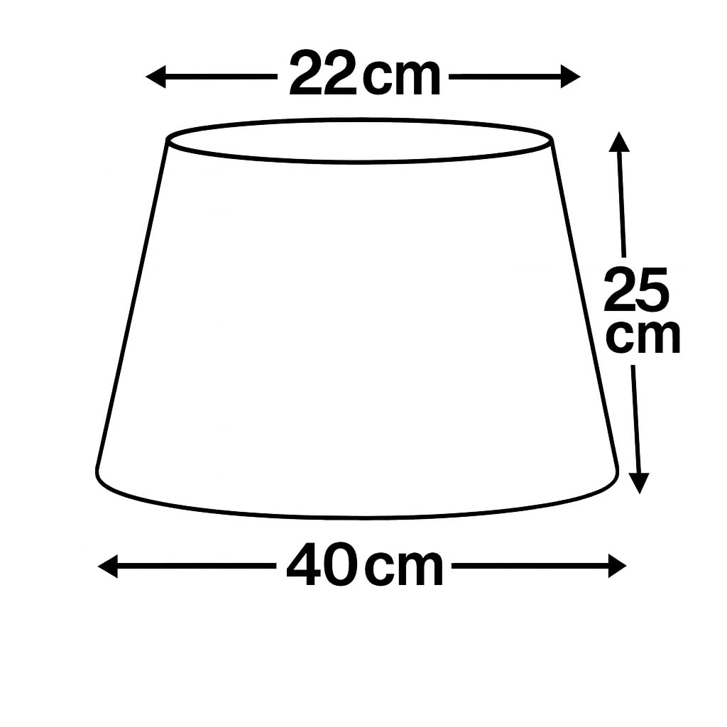 40 cm Cono Paralume, Tessuto di Cotone con PVC Bianco, Prodotto Artigianale, per Lampada da Tavolo, Piantana (Giallo)