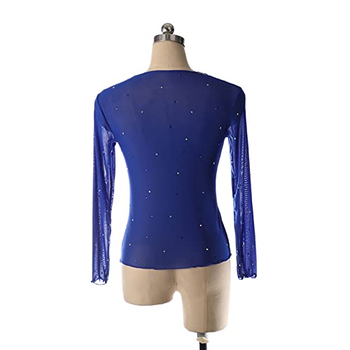 Tops de treinamento de patinação artística, strass brilhantes de malha Adulto crianças Competição de