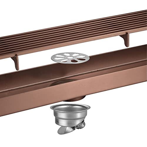 MMBBOD Canale di Doccia, Scarico a Pavimento Bagno Canale di Doccia in Acciaio Inox, Canalina di Scarico Doccia per Il Garage della Cucina E Il Seminterrato della Doccia del Pavimento, 60cm