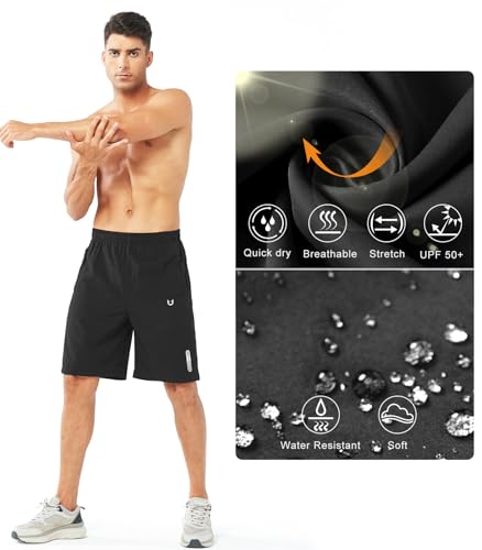 NORTHYARD Men's Athletic Running Shorts Quick Dry Workout Shorts 7"/ 5"/ 9" Lightweight Sports Gym Basketball Shorts Hiking Exercise Black-9inch XL - Thumbnail 3