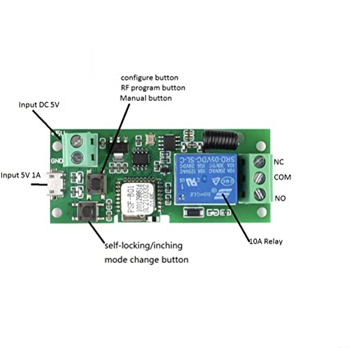 WiFi Wireless Smart Switch Relay Module for Smart Home 5V 5V/12V,Ba Applied to Access Control, Turn on PC, Garage Door (5v) - Image 4