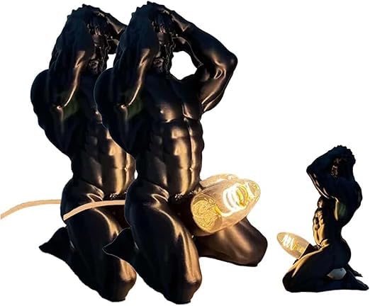 Bold Male Figure Table Lamp,Artistic Statue Light,Sculptural Figurine Accent,Dramatic Ambient Glow,Vintage Industrial Metal Robot Table lamp,Water Pipe Lamp,for Bedroom Desk Decoration (2 pcs) — image 1