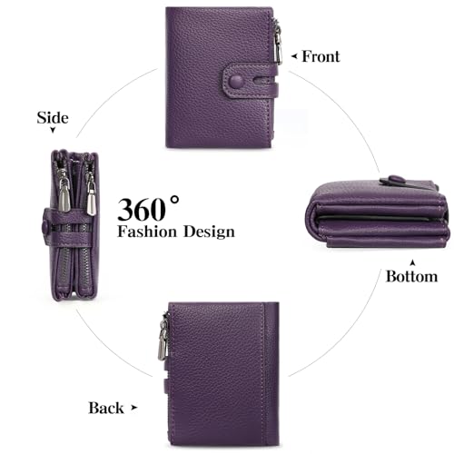 Image of Small Wallet for Women Card Holder with Double Zipper Pockets