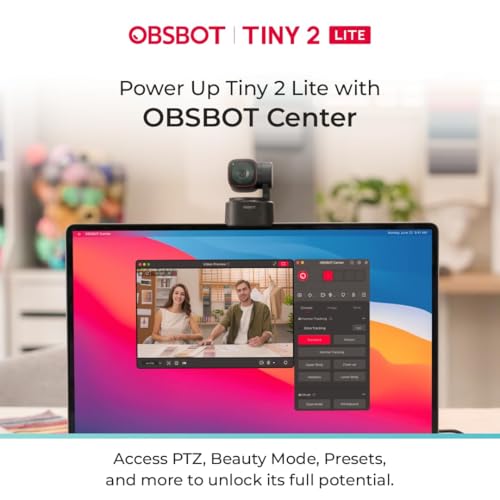 Image of OBSBOT Tiny 2 Lite AI-Powered 4K PTZ Webcam with AI Tracking, 1 /2″ Sensor, 1080p@60FPS HDR, Gesture Control, Dual Microphones, Auto Focus | Webcam for PC, Laptop, Streaming, Meetings & Video Calls