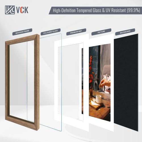 Image of VCK 5x7 Picture Frame 5 Pack, Walnut Wood, 4x6 Mat, Glass, for Portrait