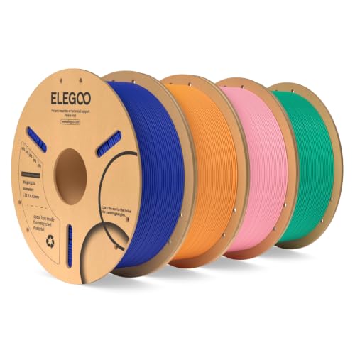 Image of ELEGOO PLA 3D Printer Filament 1.75mm Bundle 4KG, Dimensional Accuracy + /- 0.02mm 4 Pack 1kg Spool(2.2lbs) Fits for Most FDM 3D Printers(Dark Blue /Orange /Pink /Sea Green)