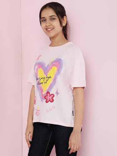 Image of Li'l Tomatoes Girls Crop T-Shirt | 100% Cotton | Graphic Printed Casual Top | Soft & Breathable Summer Wear | 9-16 Years