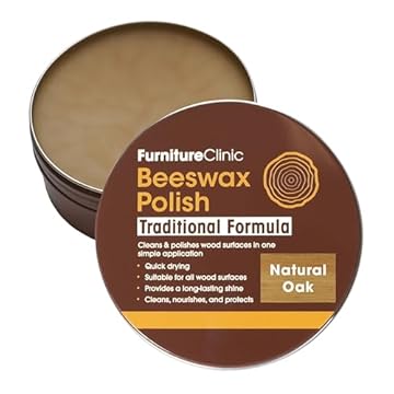 Furniture Clinic Natural Oak Coloured Beeswax Polish for Wood & Furniture - 200ml – (Package may vary)