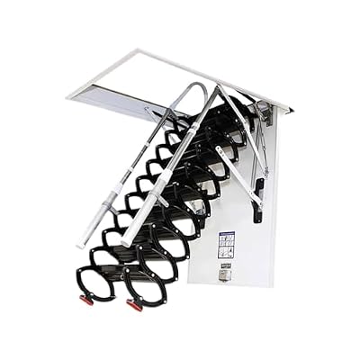 Remote Control Telescopic Ladder, Aluminum Magnesium Alloy Attic Ladder Ceiling Pull Down Ladder with Armrests for Indoor