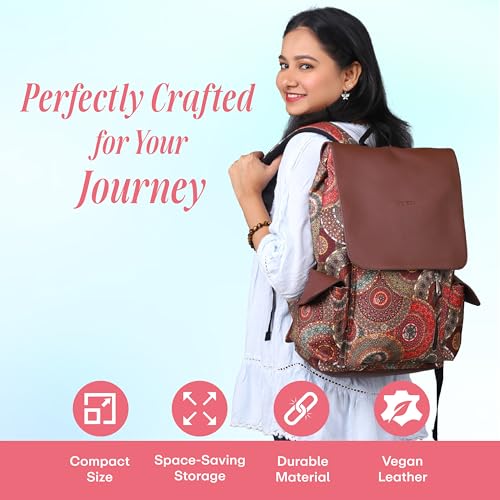 Image of Protecta Prisma Floral Printed Laptop Backpacks for Women and Men Fits 16Inch MacBooks Water-Repellent Bag for Office Collage and Travelling Print Padded Sleeve Lightweight Durable Design 18L