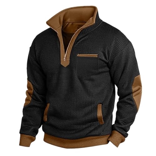 Pull 1/4 zip homme en maille gaufrée idéal pour les sorties de week-end en plein air