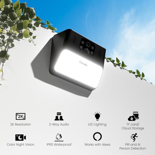 Cinnado 2K Kabellose WLAN Außenüberwachungskamera - IP65, PIR Bewegungsmelder, Farbe Nachtsicht, Solarakku, kompatibel m
