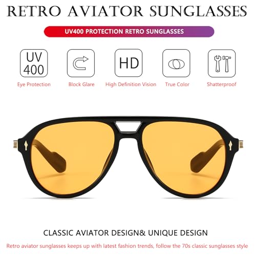 AIEYEZO Retro Aviator Sunglasses for Men Women Classic Military Pilot Sun Glasses 90s Vintage Shades4