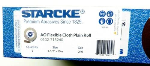 Premium Shop Roll 1-1/2" x 55 Yards Aluminum Oxide Handy Rolls 240 Grit Made in Germany