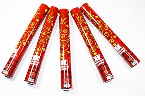 100 x Konfetti Kanone Rote und Goldene Herzen 40cm Konfettishooter Party Popper Konfetti Bombe STUWU