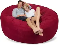 Puff Gigante Redondo Sem Enchimento Em Suede 1.40m P/Sala