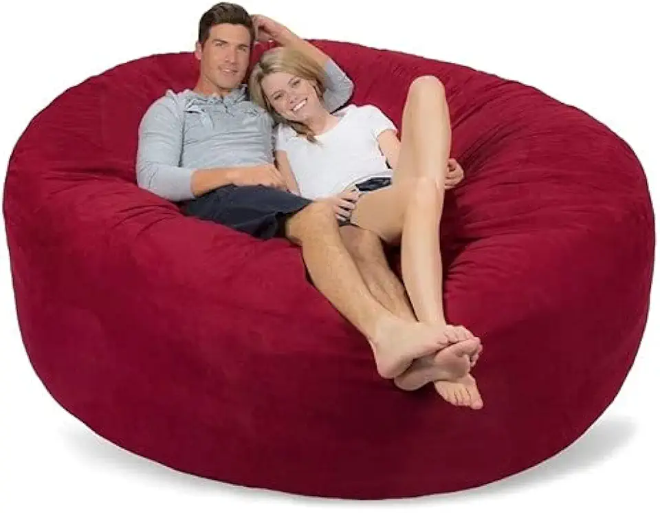 Puff Gigante Redondo Sem Enchimento Em Suede 1.40m P/Sala