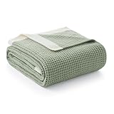 Amélie Home Waffle Throw Blanket for Couch Twin, Soft Cozy Chenille Knit Blanket Warm Decorative Throw for Sofa, Bed, Living Room, 60'x80', Sage Green