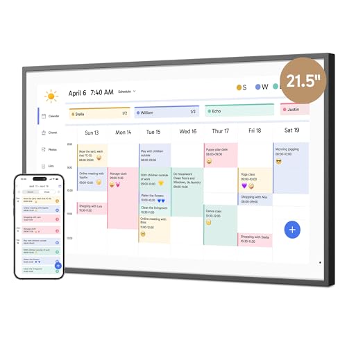 Image of Dragon Touch 21.5 inch Digital Calendar Chore Chart - 1080P Full HD Interactive Touchscreen, Smart Family Planner, Hearth Display Digital Calendar Wall & Desk Mountable for Seamless Scheduling Black