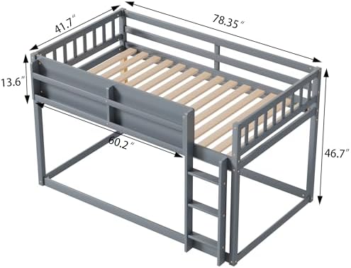 Kids Low Bunk Beds - Solid Wood Twin over Twin