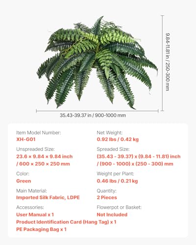 Fougère artificielle Boston VEVOR 90-100 cm : la solution parfaite pour embellir sans arrosage - 7