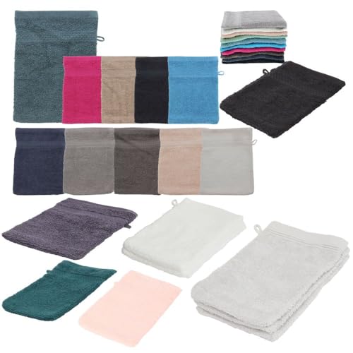 Northam Juego de 10 manoplas de baño, 16 x 21 cm, algodón de rizo, color crema