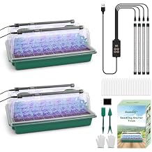 BlumWay Seed Starter Tray with Grow Light,80-Cells Seedling Tray with Humidity Dome/Indoor Grow Kit,1-24 Hours Timed Light Plant Starter Set,White&Blue&Red Grow Light